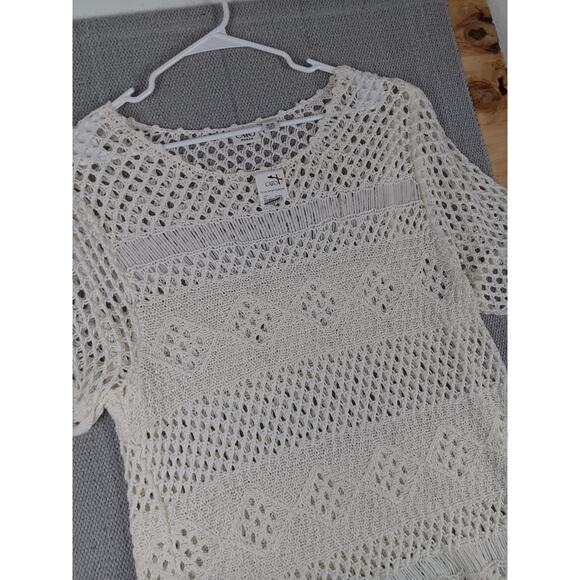 Cato Woman Crochet Woven Top Plus Size 18/20 White Fringe Trim Cover Up - Picture 4 of 12